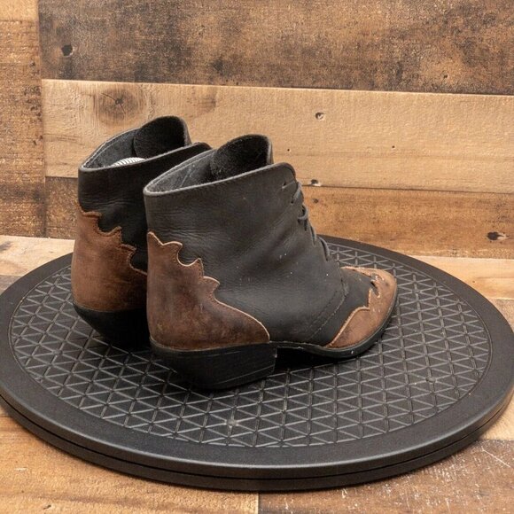 VINTAGE SPIEGEL WOMENS ANKLE BOOTS BLACK LEATHER MADE IN SPAIN LACE UP SIZE 6 - Picture 8 of 9